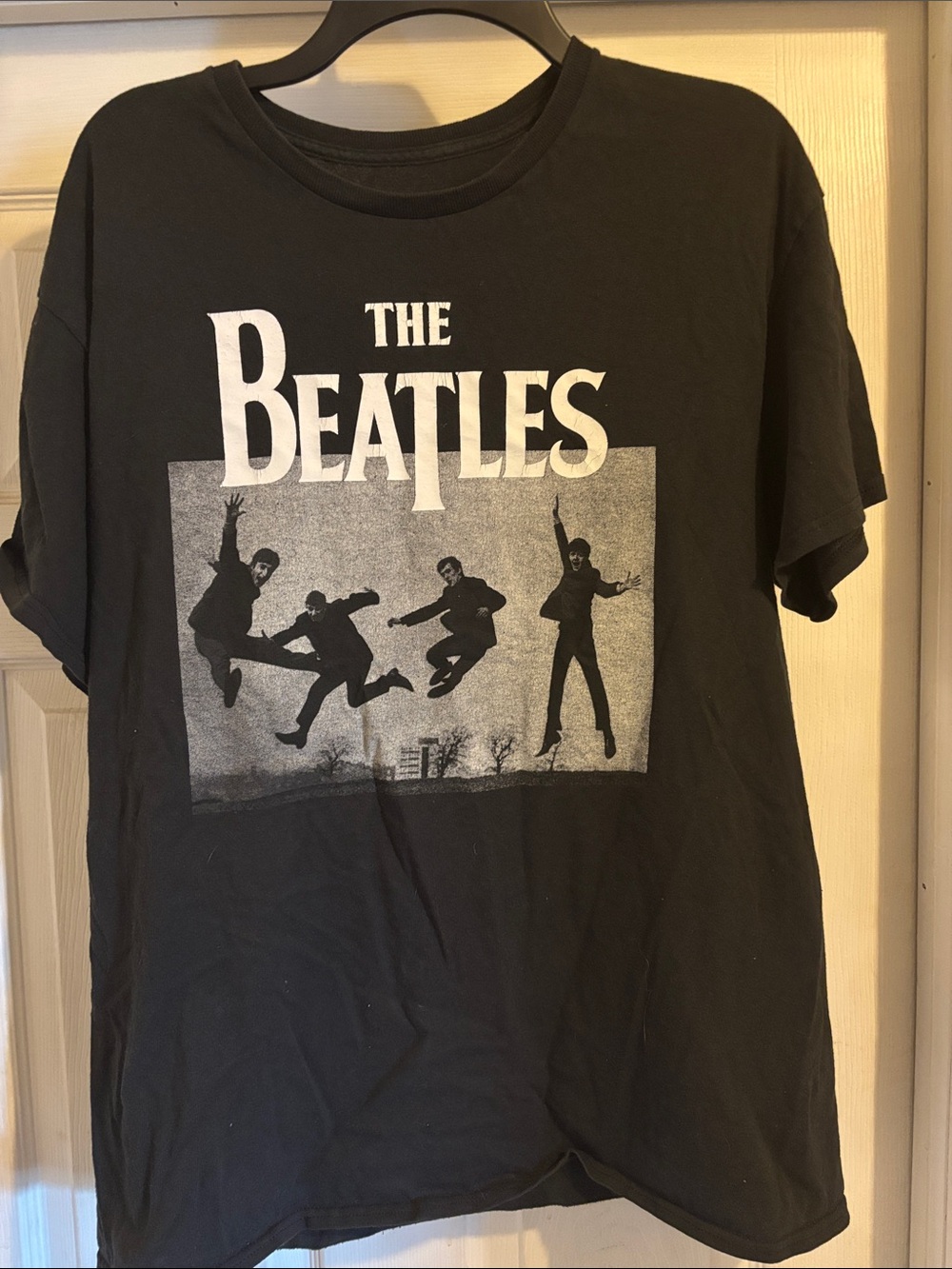 The Beatles Black and White Jump Silhouette Tee Size Large